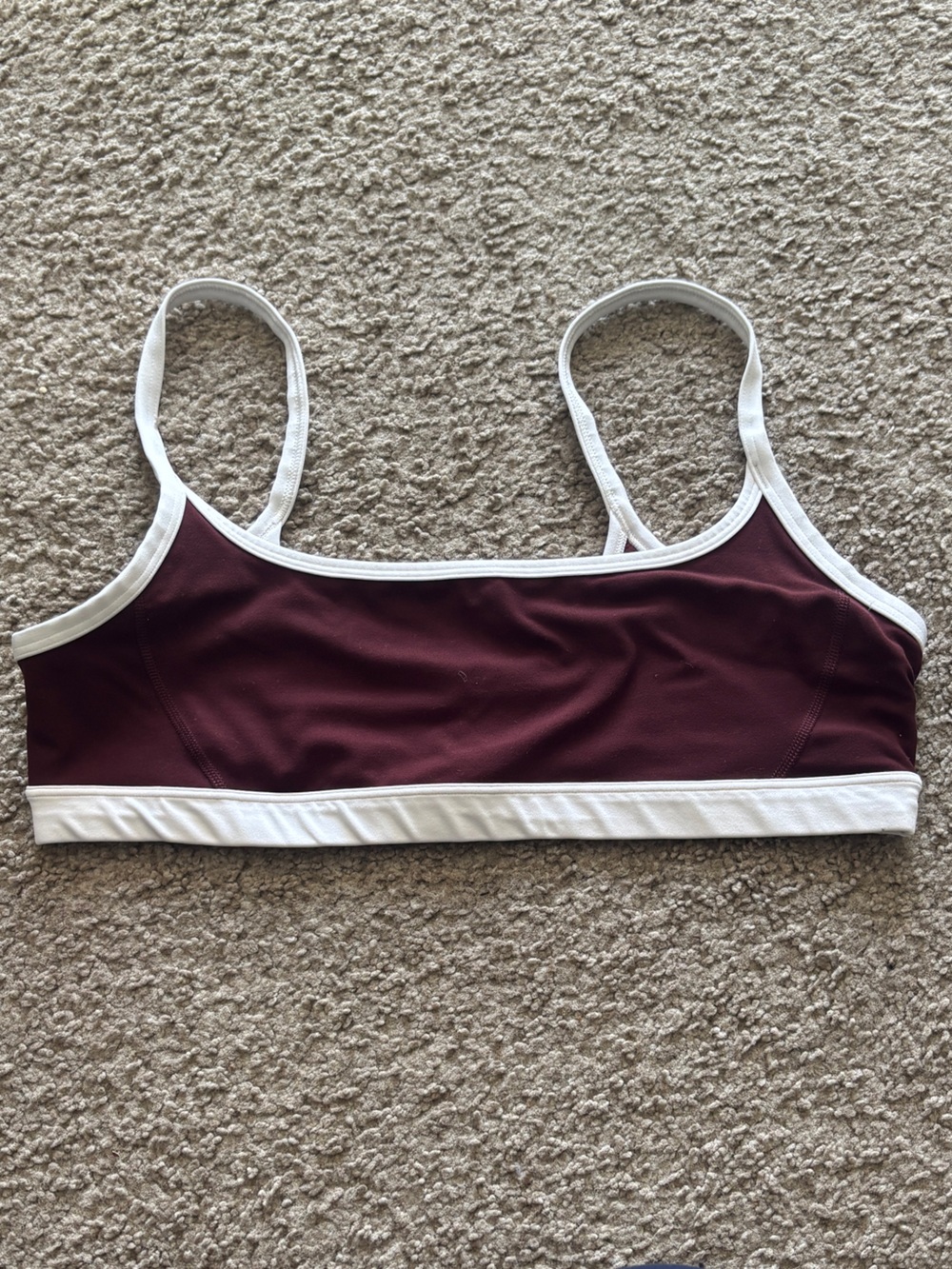Athleta Square Neck Bra A-C in Garnet/White